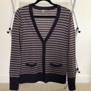 Purple and Grey Striped Cardigan